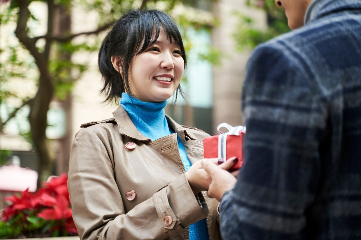 woman receiving a same day delivery gift