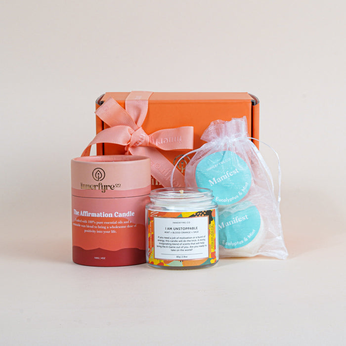 mini bundle of scented candle and shower steamer