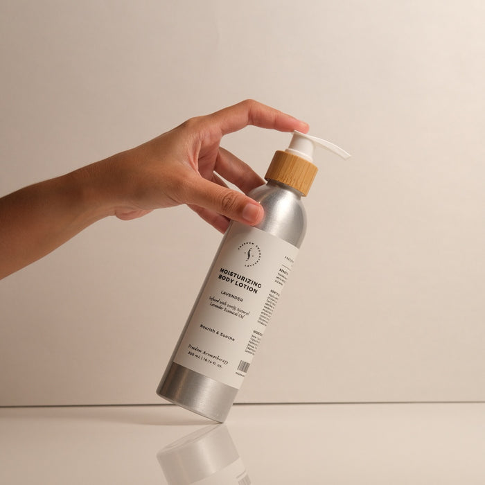 hand holding Lavender Moisturizing Shower Gel