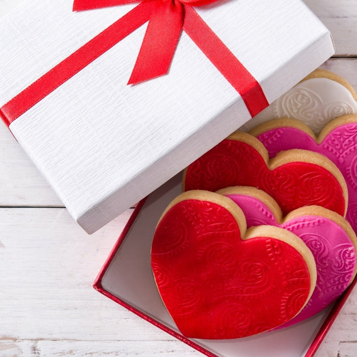 box of heart cookies wedding favor