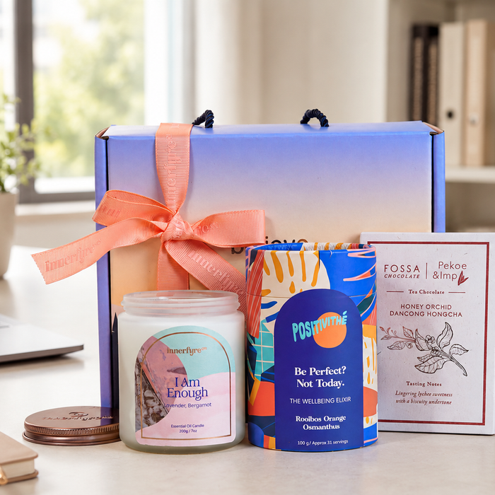 corporate gift bundle on work desk