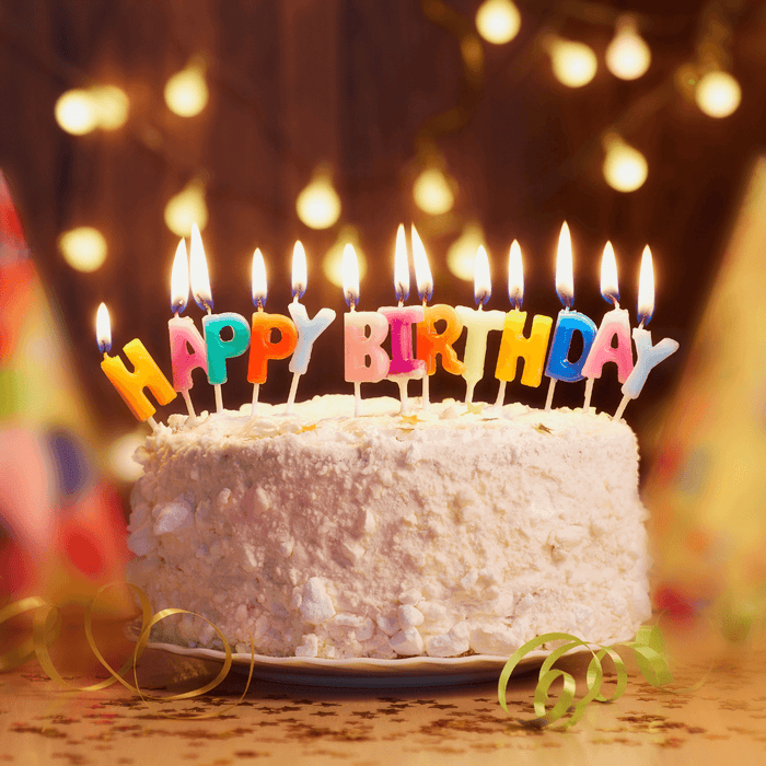 lighted cake as birthday gift