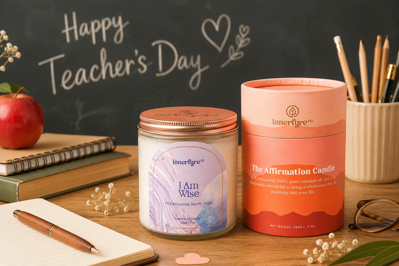 teacher's day gift idea: I AM WISE affirmation candle