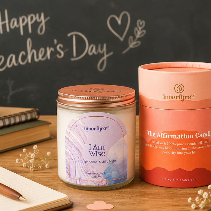 teacher's day gift idea: I AM WISE affirmation candle
