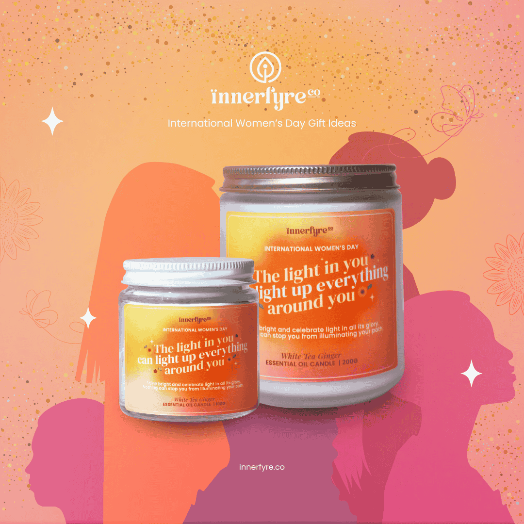 Innerfyre Co IWD White Tea Ginger Candle Set; international women's day gift ideas; candle gift set