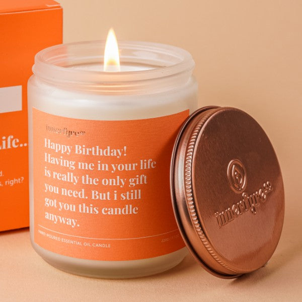 innerfyre co; message in a candle; happy birthday scented candle; thank you gift; motivational gift; gift for colleagues; gift singapore; funny quote; inspire