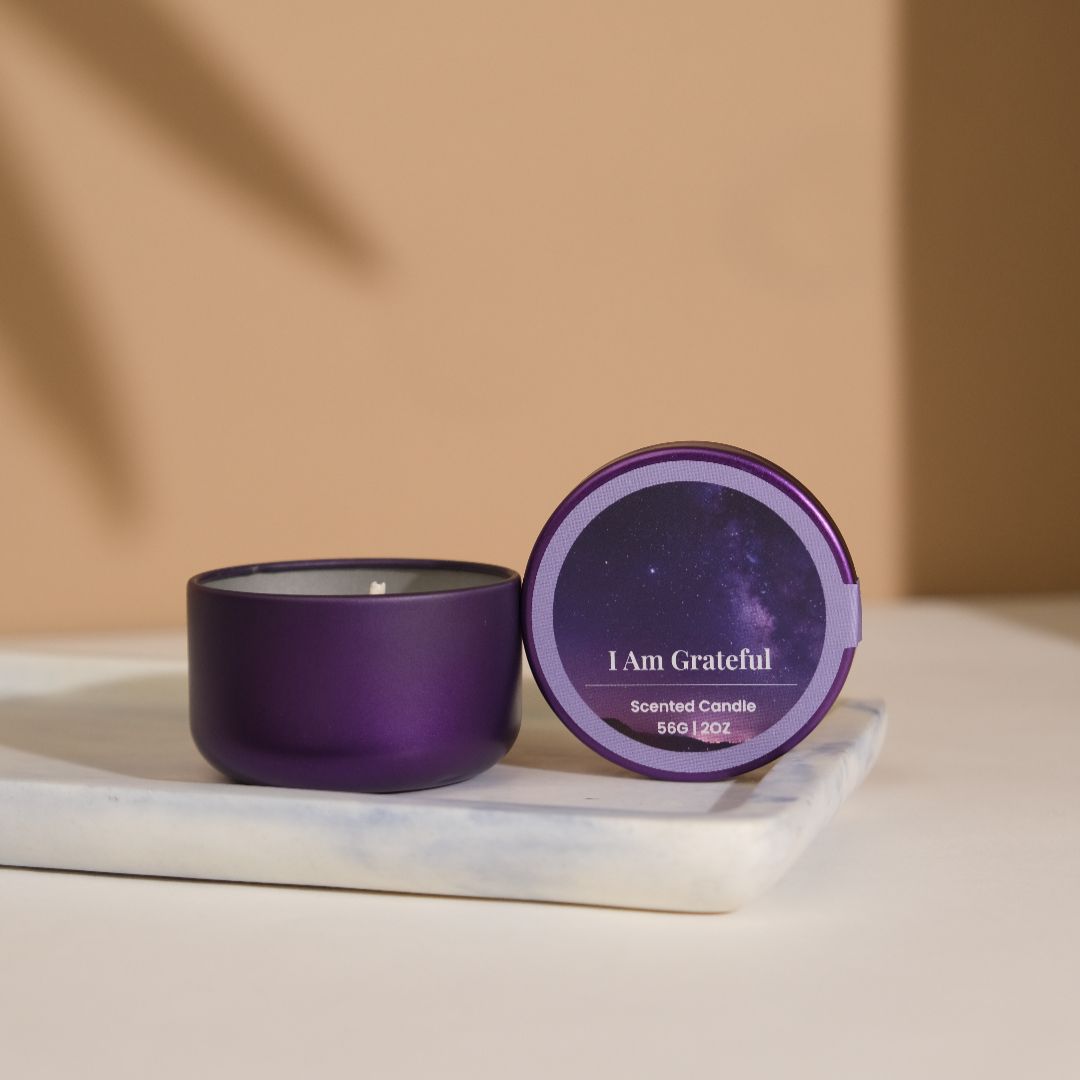 Affirmation Tea Tin Candle - Grateful