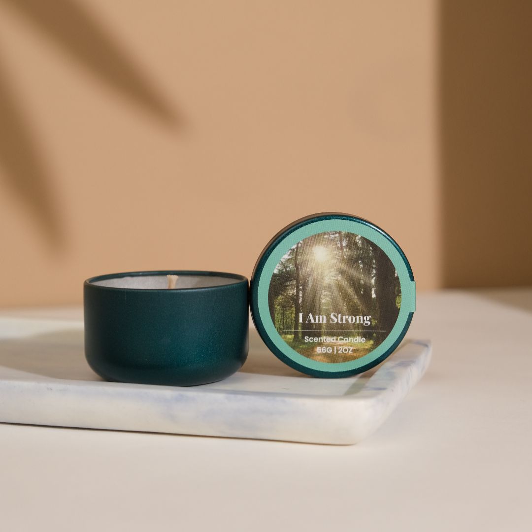Affirmation Tea Tin Candle - I am Strong