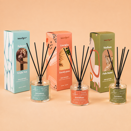 3 reed diffusers with packaging boxes