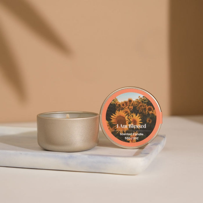 Affirmation Tea Tin Candle - Blessed