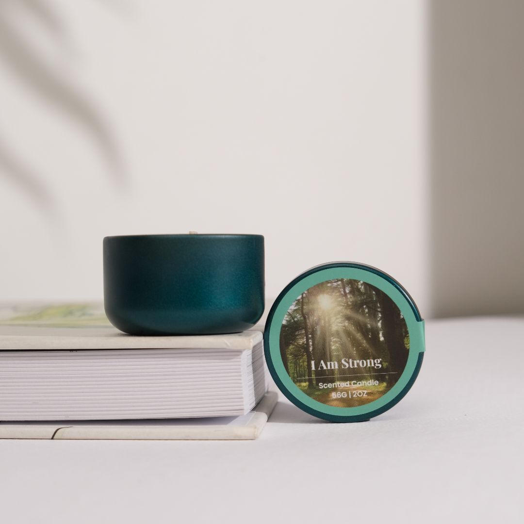 I am Strong Affirmation Tea Tin Candle