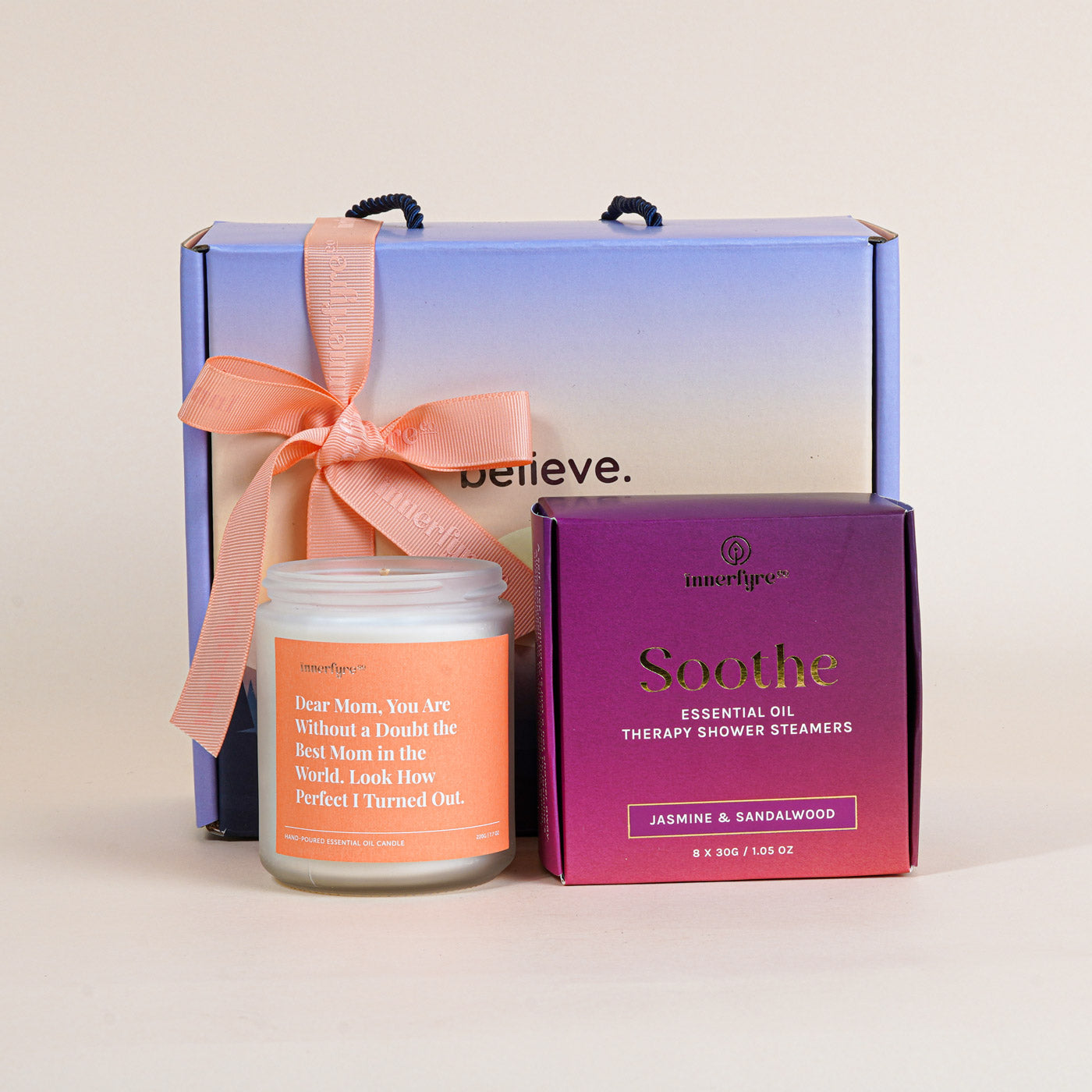 mother's day gift bundle of shower steamer and scented candle