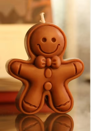 Gingerbread Man Christmas Candle closeup