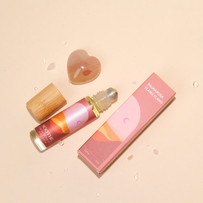 Soothe Essential Oil Roll On with rose quartz