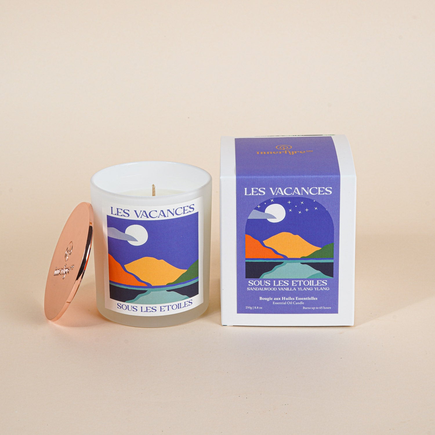 Sous les Etoiles  sandalwood, vanilla, ylang ylang vacation scentedl candle