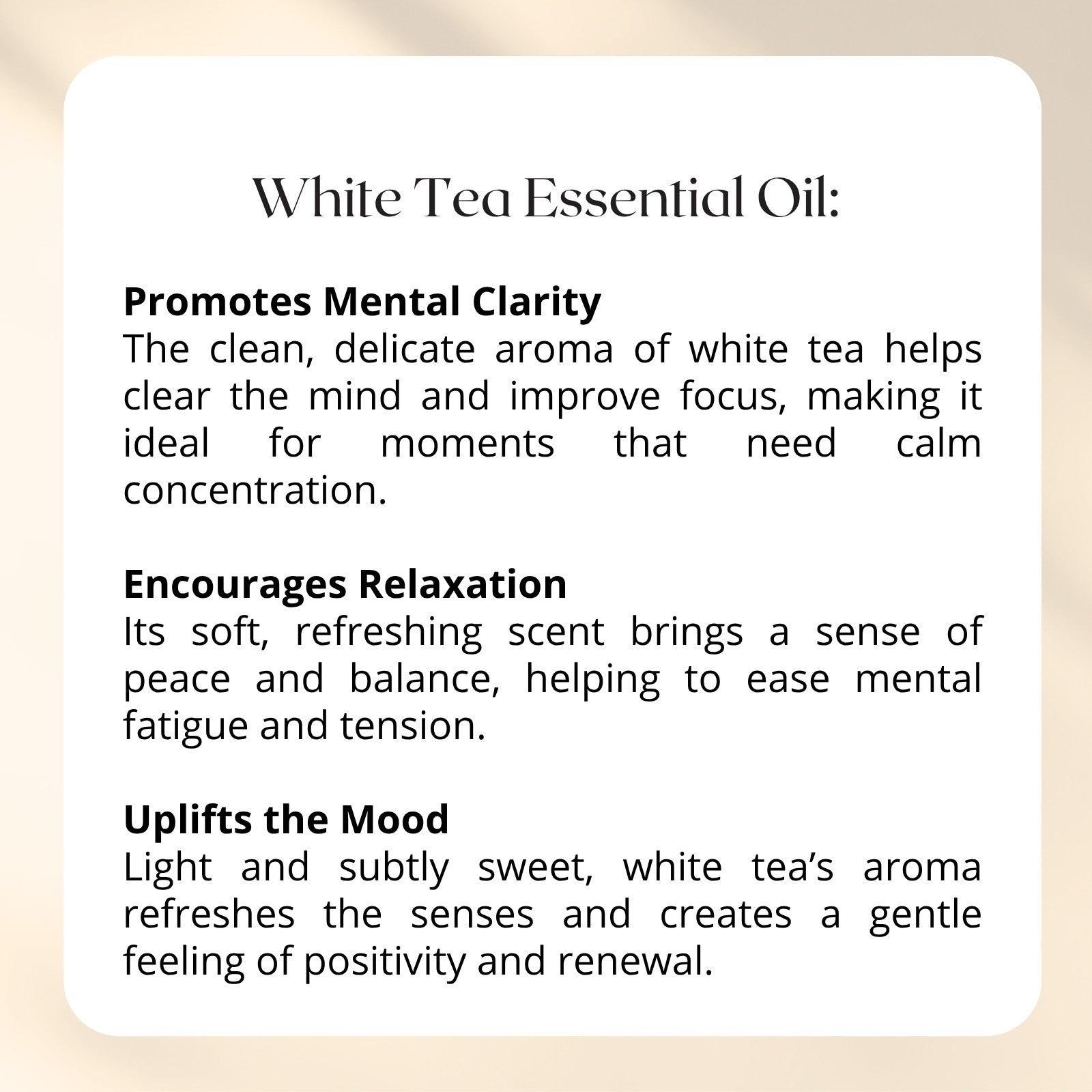 White Tea Essential Oil Benefits