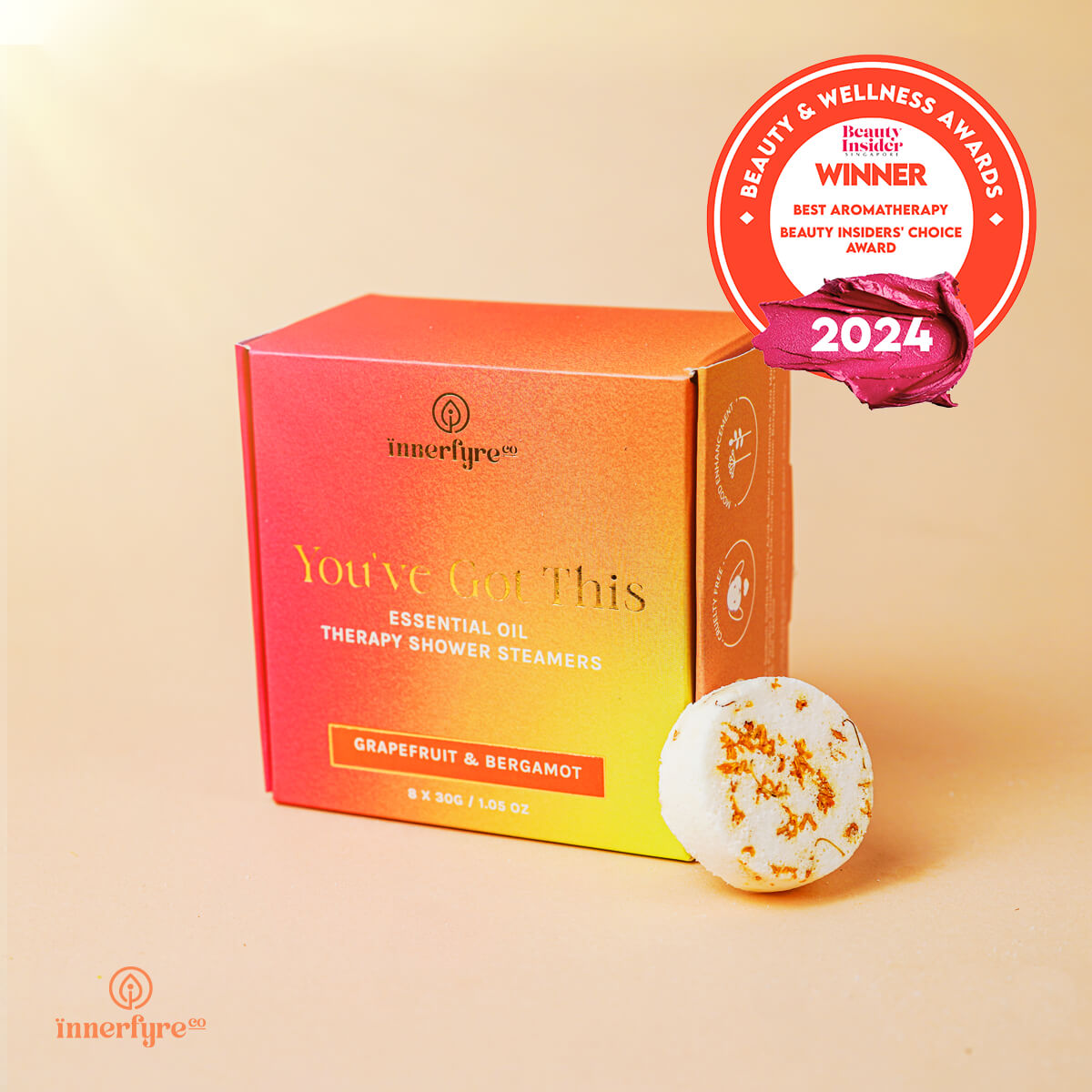 you've got this shower steamer with best in aromatherapy badge