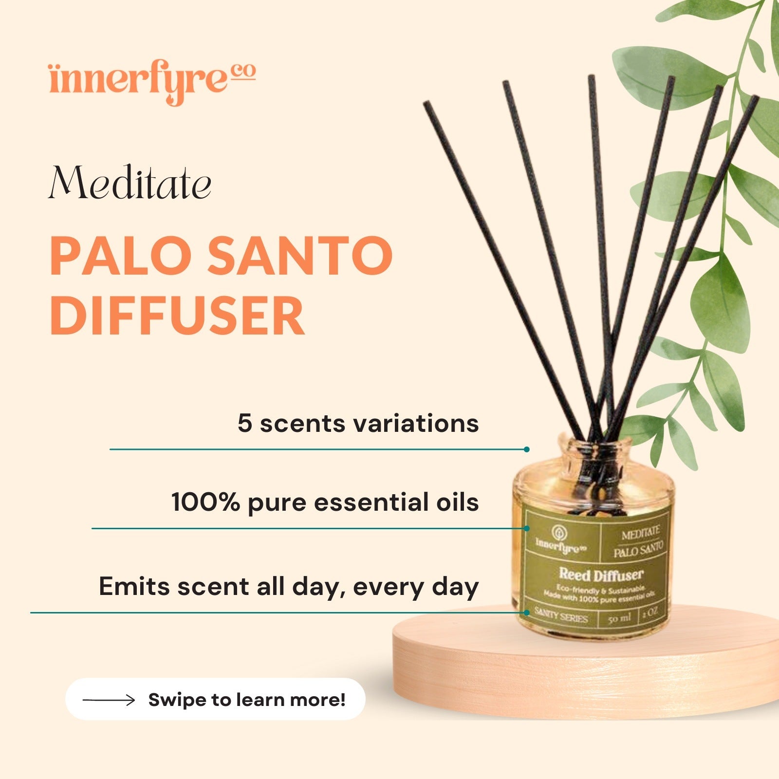 Meditate - Palo Santo Reed Diffuser