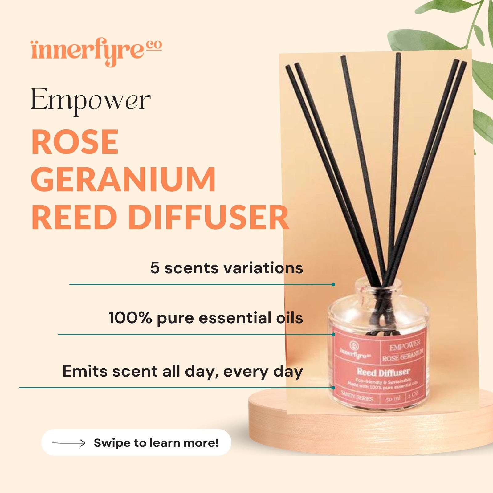 Empower - Rose Geranium Reed Diffuser