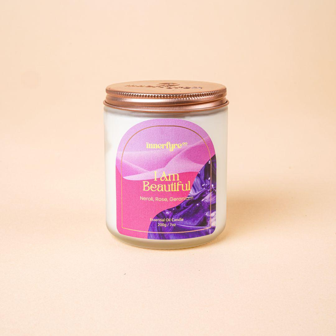 I AM BEAUTIFUL Candle: Neroli, Myrrh, Rose - Innerfyre Co